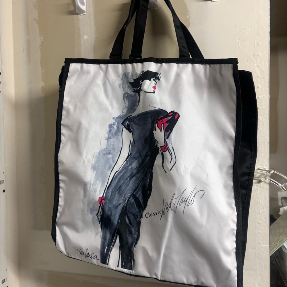 Classic Fashion Illustration Tote Bag - Black & White with Pink Accents